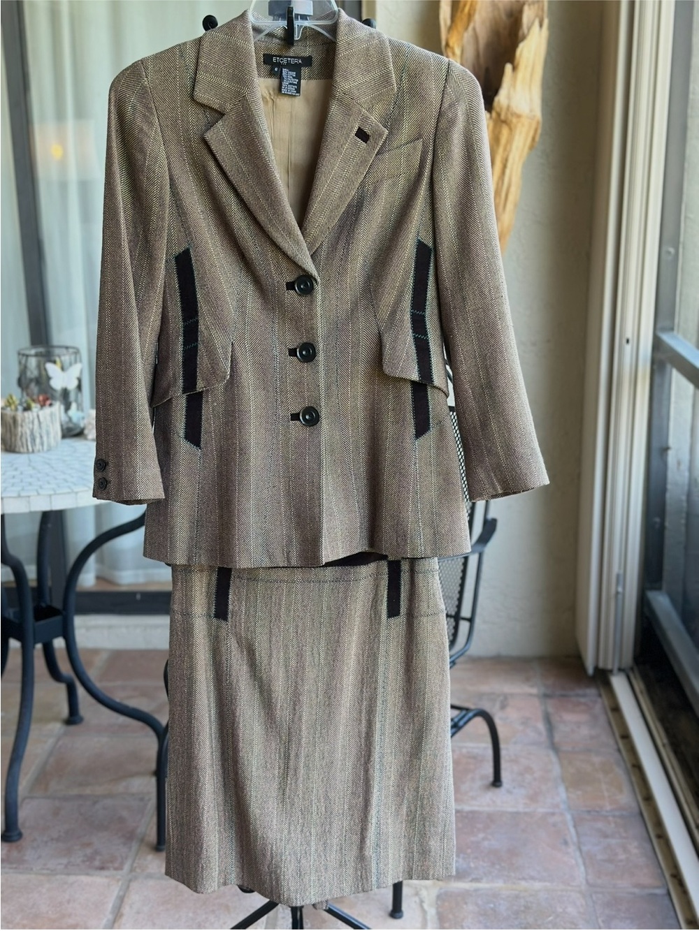 Private Label Etcetera Pencil Skirt Suit Set Jacket Blazer Wool